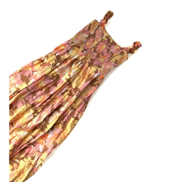 Billabong Sunrise Printed Maxi Dress Floral Beachy Cottagecore Smocked Medium - Picture 1 of 10